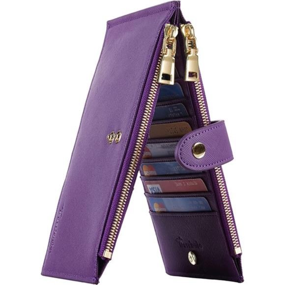 Womens Wallet RFID Blocking Bifold Multi Card Case Wallet with Zipper Pocket - Picture 1 of 6
